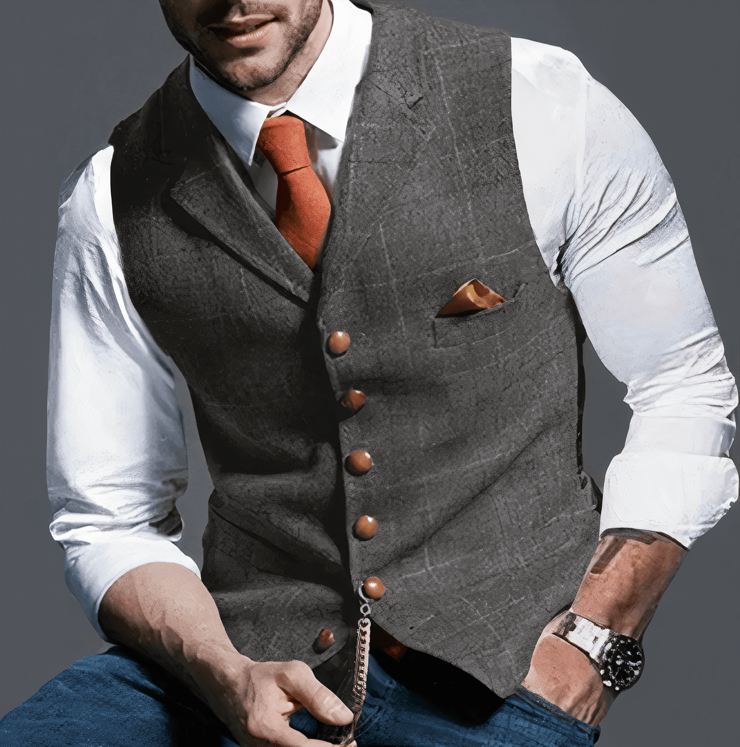 Elegant licht geruit gilet - Alexander Stijlvol Nederland