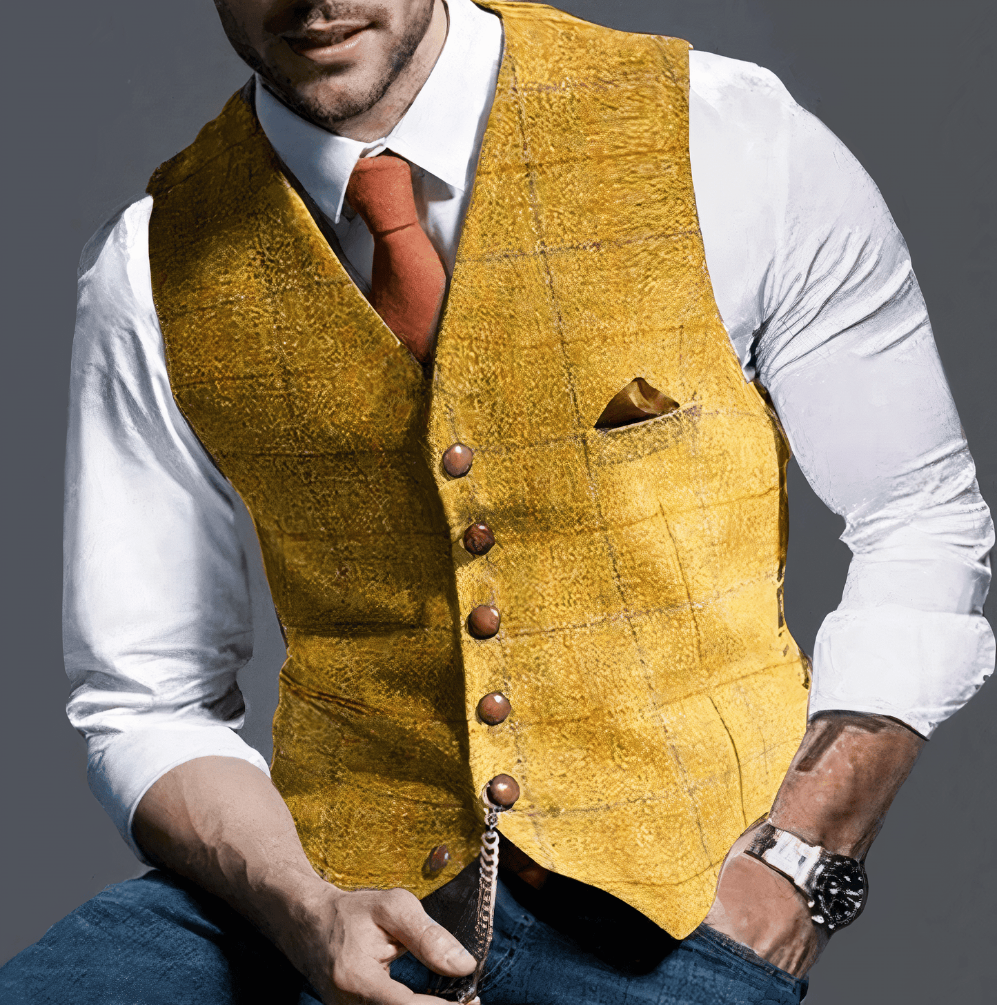 Elegant licht geruit gilet - Alexander Stijlvol Nederland