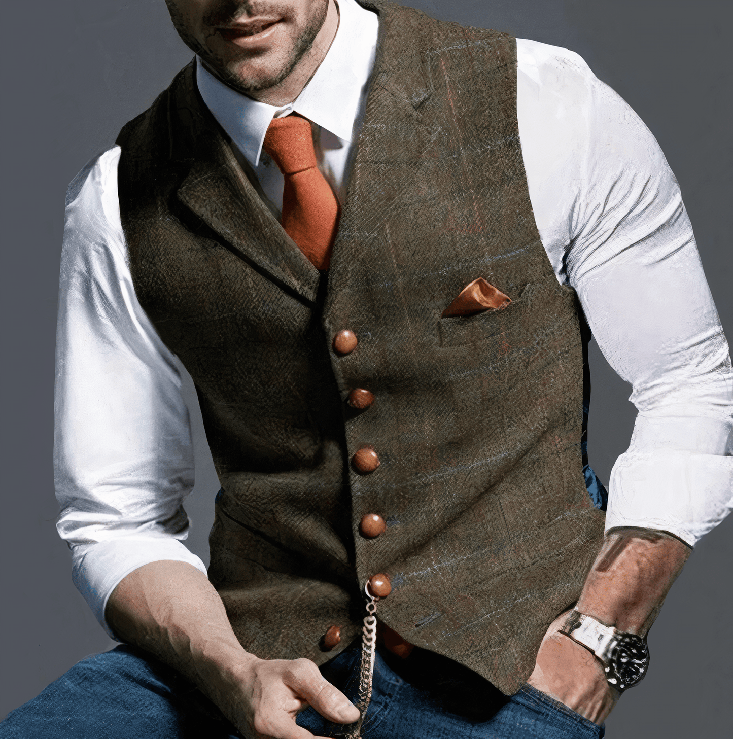 Elegant licht geruit gilet - Alexander Stijlvol Nederland