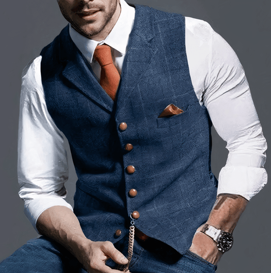 Elegant licht geruit gilet - Alexander Stijlvol Nederland